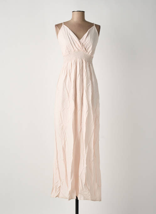 Robe longue manches bretelles ajustables fines bretelles rose R&F femme