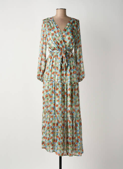 Robe longue manches longues manches longues vert R & F femme