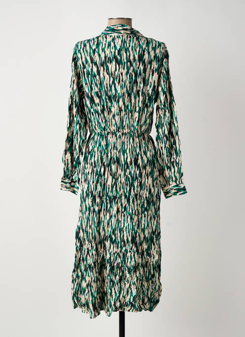 Robe mi-longue imprimé fantaisie manches longues vert ROSA FASHION femme