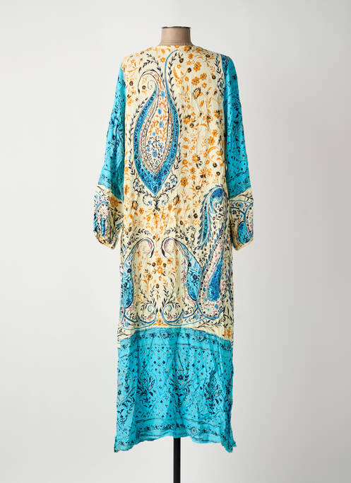 Robe longue imprimé fleurs manches 3/4 bleu ROSA FASHION femme