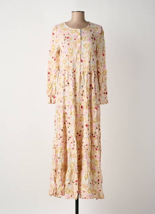 Robe longue manches longues manches longues jaune ROSA FASHION femme