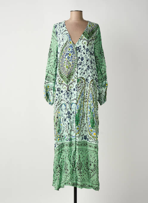 Robe longue manches longues manches longues vert ROSA FASHION femme