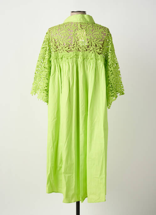 Robe mi-longue manches courtes manches courtes vert BUBBLEE femme