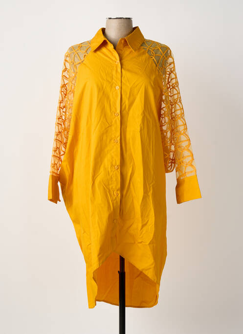 Tunique manches longues col chemisier jaune BUBBLEE femme