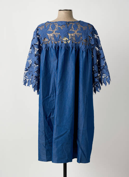 Robe mi-longue manches 3/4 manches 3/4 bleu BUBBLEE femme