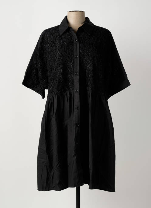 Robe mi-longue manches 3/4 manches 3/4 noir BUBBLEE femme