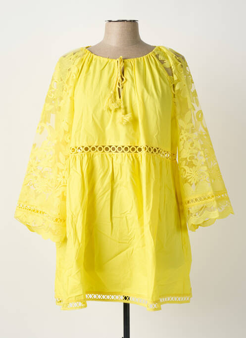 Tunique manches longues col v jaune BUBBLEE femme