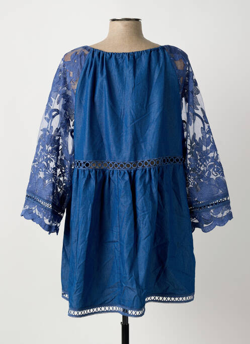 Tunique manches longues col v bleu BUBBLEE femme