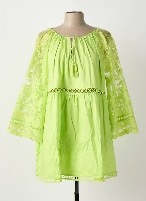 Tunique manches longues col v vert BUBBLEE femme