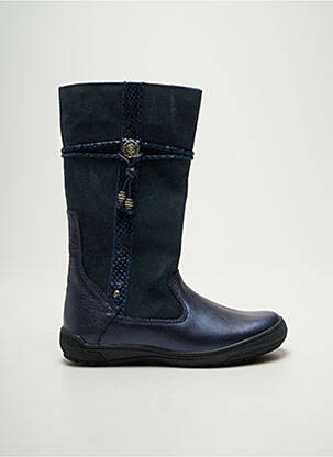 Bottes tissage satiné bout rond bleu BOPY fille