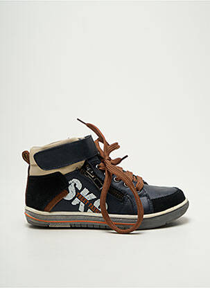 Baskets tissage satiné bout rond bleu SK8 garcon