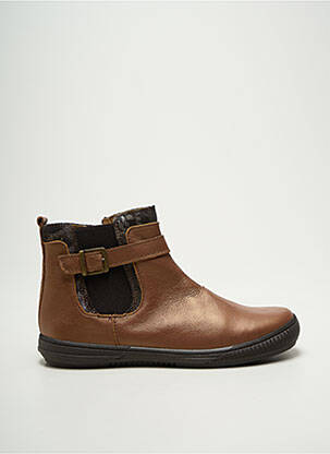 Bottines/boots tissage satiné bout rond marron BOPY fille