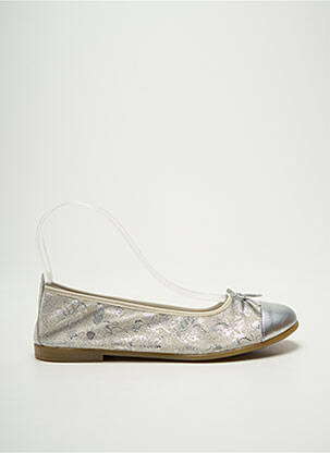 Ballerines tissage satiné chiquet argent BOPY fille