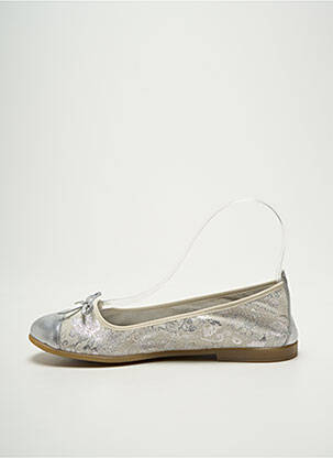 Ballerines tissage satiné chiquet argent BOPY fille