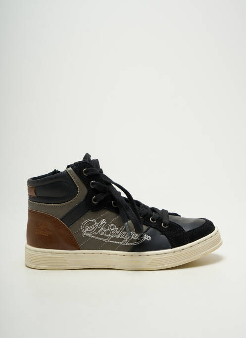 Baskets tissage satiné bout rond noir SK8 garcon