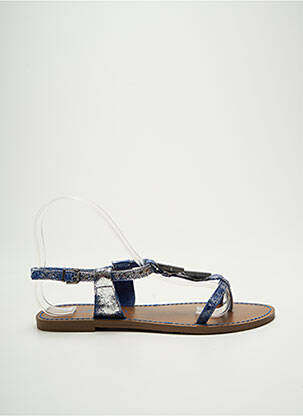 Tongs impression talon plat jusqu'à 3cm bleu LPB femme