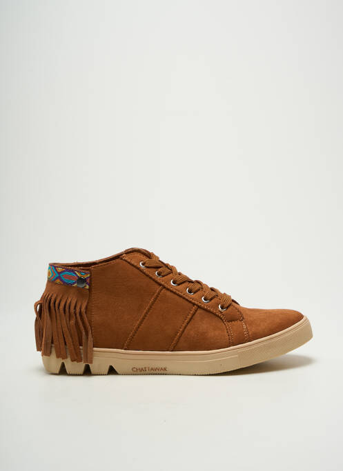 Baskets bout rond talon plat jusqu'à 3cm marron CHATTAWAK femme