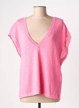 Top tissage jersey manches courtes rose LOLA CASADEMUNT femme