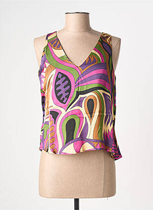 Top imprimé fantaisie sans manche violet LOLA CASADEMUNT femme