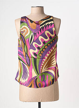 Top imprimé fantaisie sans manche violet LOLA CASADEMUNT femme