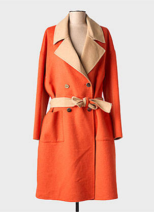Manteau long coupe cintrée sans capuche orange LOLA CASADEMUNT femme
