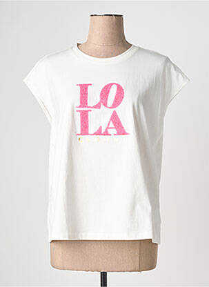 T-shirt sérigraphie manches courtes blanc LOLA CASADEMUNT femme