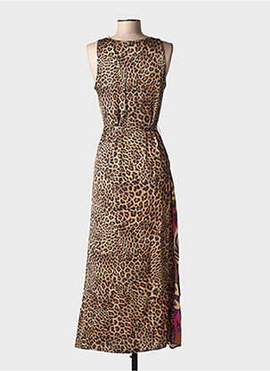 Robe longue imprimé fantaisie sans manche marron LOLA CASADEMUNT femme