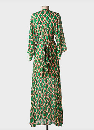 Robe longue imprimé fantaisie manches 3/4 vert LOLA CASADEMUNT femme