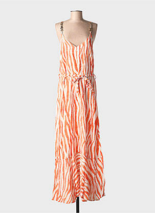 Robe longue coupe fluide fines bretelles orange LOLA CASADEMUNT femme