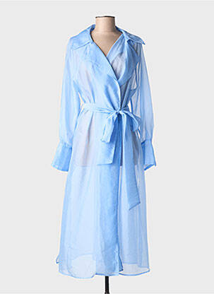 Trench fermeture ceinture à nouer à la taille sans capuche bleu LOLA CASADEMUNT femme