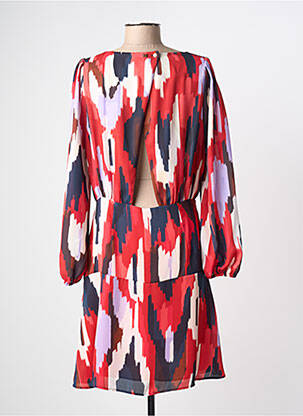 Robe mi-longue imprimé fantaisie manches longues rouge LOLA CASADEMUNT femme