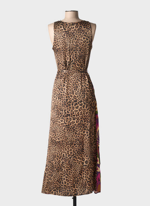 Robe longue imprimé fantaisie sans manche marron LOLA CASADEMUNT femme