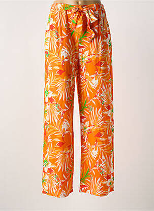 Pantalon droit tissage popeline taille normale orange LAGON BLEU femme