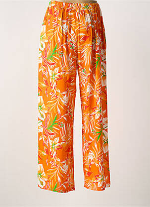 Pantalon droit tissage popeline taille normale orange LAGON BLEU femme