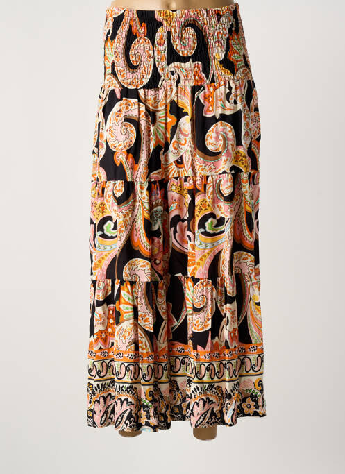 Jupe longue imprimé fantaisie noir LAGON BLEU femme