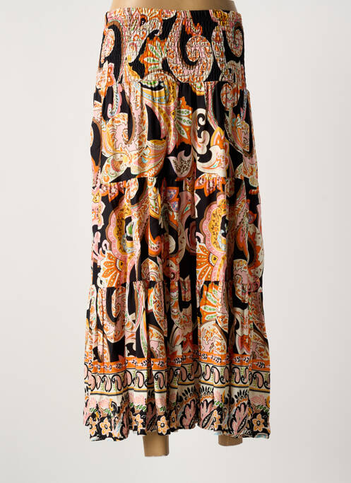Jupe longue imprimé fantaisie noir LAGON BLEU femme