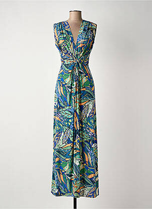 Robe longue imprimé fantaisie sans manche bleu ATLANTA femme