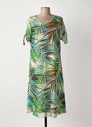 Robe mi-longue imprimé fantaisie manches courtes vert MCM femme
