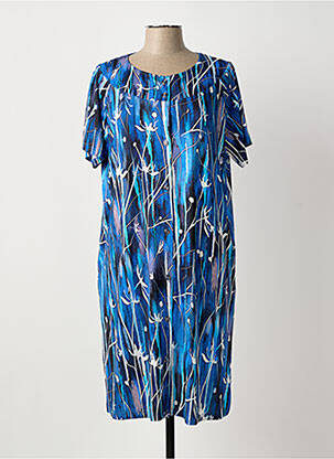 Robe mi-longue imprimé fantaisie manches courtes bleu MCM femme