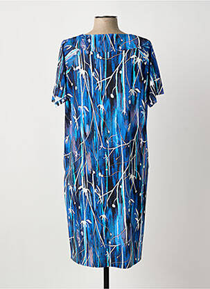 Robe mi-longue imprimé fantaisie manches courtes bleu MCM femme