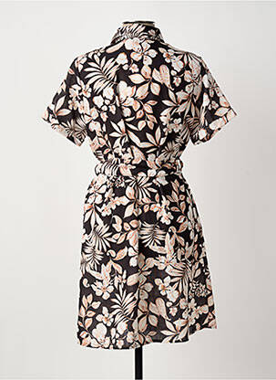 Robe mi-longue imprimé fantaisie manches courtes noir LOU LOU BY NALO femme