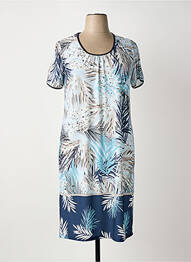 Robe mi-longue imprimé fantaisie manches courtes bleu OMC femme