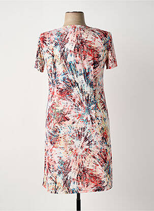 Robe mi-longue imprimé fantaisie manches courtes rose OMC femme