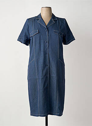 Robe mi-longue manches courtes manches courtes bleu OMC femme