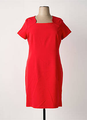 Robe mi-longue fermeture zippée au dos manches courtes rouge IMPULSION femme