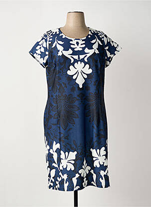 Robe mi-longue imprimé fantaisie manches courtes bleu GREGORY PAT femme