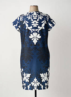 Robe mi-longue imprimé fantaisie manches courtes bleu GREGORY PAT femme