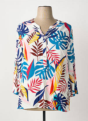 Blouse tissage popeline manches 3/4 blanc S.QUISE femme