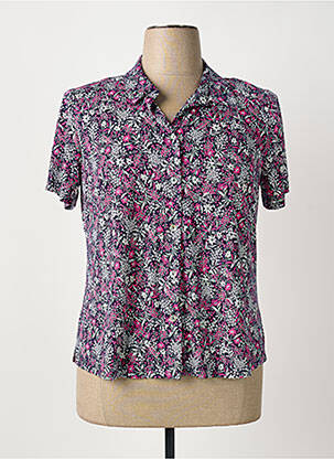Chemisier imprimé fleurs manches courtes bleu OMC femme