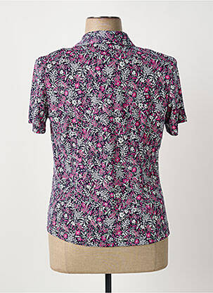 Chemisier imprimé fleurs manches courtes bleu OMC femme